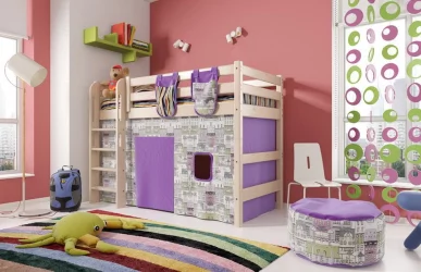 Кровать полувысокая Соня Вариант 5 с прямой лестницей