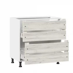 Тумба кухонная 800 с 2 ящиками ЛЮКС (4) Винченца ЛД 234.920.000.018 Тип 2 Белый Дуб Крафт белый