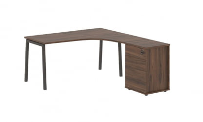 Стол эргономичный с тумбой (правый) EDIS ELCET 1518 R Дуб Денвер темный Мокко