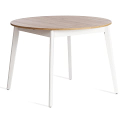 Раздвижной овальный стол SVELTO ЛДСП, опора-массив березы, 105 х 105 (140) х 74.5 см, Дуб Вотан/белый
