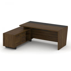 Стол руководителя с опорной тумбой, левый Corner COR.SRT-20(L) Орех Лоренцо Графит
