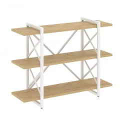 Стеллаж на регулируемых опорах - 3 полки LOFT VR.L-MST.O-3.8V Металл белый Тиквуд светлый