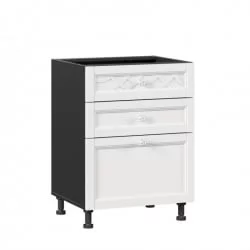 Тумба кухонная 600 с 3 ящиками ЛЮКС (4) Джулия ЛД 284.910.000.080 Черный Белый