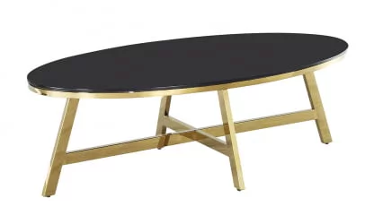 Журнальный стол АЛЬБА 100x50 Золото (стекло черное)