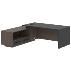 Стол руководителя левый VELION VCT 2119 L Яшма черный Дуб Сильвер