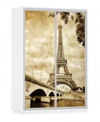 Шкаф-купе со стеклом Экспресс Дуо 1600х2200h Париж/Белый снег