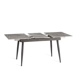 Стол обеденный Balmoral / Балморал столешница керамика (глянцевая) / опоры металл, серый/черный, (120+40)х80х75 см