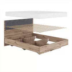 Кровать 1,6 с мягким элементом Николь Мод. 1.3 Дуб Альпийский/Серый