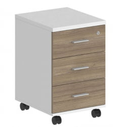 Тумба мобильная с тремя ящиками Sigma SG.612.WH.OD Белый Дуб темный