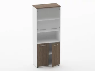 Шкаф 4 широкий верх стеклянные двери, низ закрытый, с нишей Deka 10.19.181 Дуб Верцаска/Белый