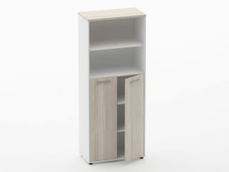 Шкаф 4 широкий 2 полки открытые, 3 полки закрытые Deka 10.19.131 Дуб Сантана светлый/Белый