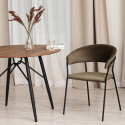 Кресло TURIN (mod. 0129571) / 1 шт. в упаковке металл/вельвет, 56х50х78 см, хаки S108 (85 DARK TAN)/черный