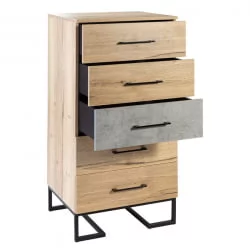 Комод Loft с 5 ящиками Дуб натур-Бетон