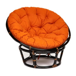 Кресло ПАПАСАН 23/01 В /с подушкой/ диаметр подушки 122 см, 115х101х104 см, Антикуе бровн (античный черно-коричневый), ткань Оранжевый / PAPASAN W Antique brown