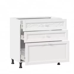Тумба кухонная 800 с 3 ящиками ЛЮКС (4) Джулия ЛД 284.930.000.040 Белый