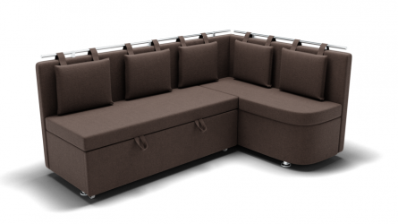 Кухонный диван Париж-1 угол левый/правый (ЗР) Цвет фасада: Коричневый; Тип: Левый/правый; Материал фасада: Металл/Велюр