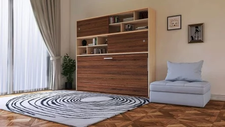 Односпальная кровать с подъемным механизмом Смарт 3 с полками Венге