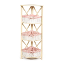 Этажерка Secret de Maison ANGULAIRE 3 ( mod. PE-04 ) paulownia, мдф, 34x34x123см, butter white (слоновая кость), ткань - красная клетка