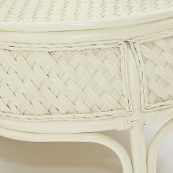 Комплект обеденный ANDREA GRAND (стол со стеклом+6 кресел+ подушки) TCH White (белый), Ткань рубчик, цвет кремовый