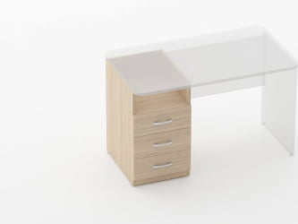 Тумба встраиваемая в стол на 3 ящика с нишей Glassy 3.12.12 Орех