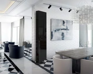 Поворотный шкаф в черном глянцевом стекле Драйв Шелф (правый) Беленый дуб