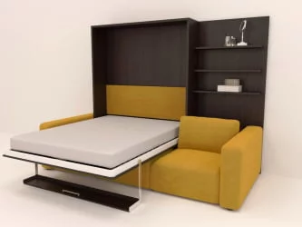 Диван кровать-трансформер Смарт 1 с пуфом 3-в-1 1600 правый Белая шагрень