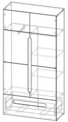 Детский шкаф для одежды Палермо Юниор 07 Белый глянец Ясень шимо светлый Красный