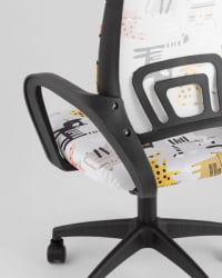 Кресло детское ТопЧаирс Симпле СН ДЖуниор принт Блуе Катс пластик черный / TopChairs Simple SN Junior Blue Cats