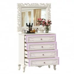 Комод с 4 ящиками и зеркалом Маркиза 01 Алебастр