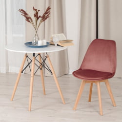 Стул TULIP SOFT (mod. 74) вельвет/дерево , 54 х 47 х 83 см , коралловый (HLR 44)/натуральный