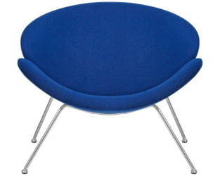 Кресло дизайнерское DOBRIN EMILY (синяя ткань AF6, хромированная сталь) 2 шт