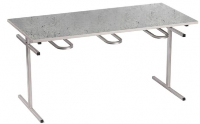 Стол обеденный универсальный с подвесами для 6 табуретов 1500х700 мм Пластик Серый камень лофт/Металл Светло-серый