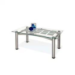 Стол журнальный Робер 3М Металлик/ прозрачное