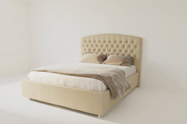 Мягкая интерьерная кровать "Берлин" без основания Цвет фасада: Бежевый; Цвет корпуса: Бежевый; Материал фасада: Искусственная кожа; Размер: 800х2000 мм; Спальное место: 800х2000 мм 