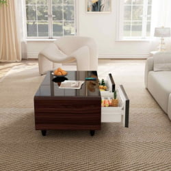 Журнальный стол EUREKA TB135, Walnut+Black