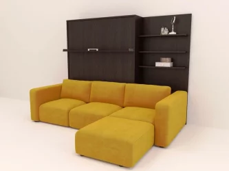 Диван дсп (лдсп) Смарт 1 с пуфом 3-в-1 1400 правый Белая шагрень