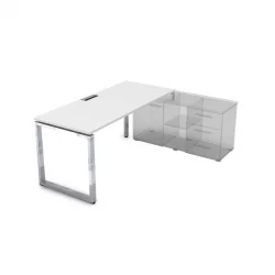 Стол рабочий, прямолинейный три опоры, правый GLOSS LINE НСТП-О.984 Белый Премиум