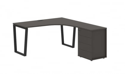 Стол эргономичный с тумбой правый ЕДИС ЕВCЕТ 1518 Р Мокко Черный / EDIS EVCET R