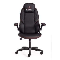 Кресло офисное BAZUKA кож/зам, черный/черный перфорированный/коричневый, 36-6/36-6/06/36-36