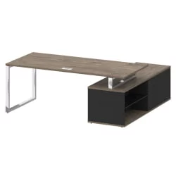 Стол руководителя с опорной греденцией , левый SHIFT SK.SRG-200 (L) Тиквуд Темный/Антрацит