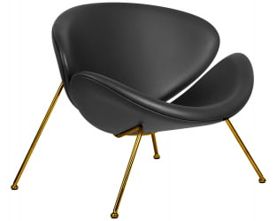 Кресло дизайнерское DOBRIN EMILY (черный винил YP16, золотое основания)