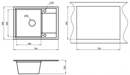 Кухонная мойка HIBRID HI-74 Графит-базальт