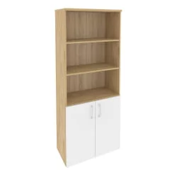 Шкаф высокий широкий (2 низких фасада ЛДСП) ONIX O.ST-1.1 Тиквуд Светлый/Белый