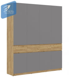 Шкаф 4створчатый Бостон ШК-004 Дуб крафт золотой/Шифер серый