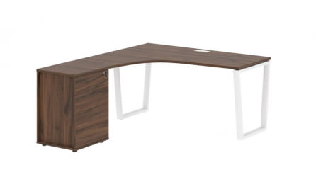 Стол эргономичный с тумбой левый EDIS EVCET 1518 L Дуб Денвер темный Белый