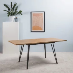 Большой обеденный стол Диего 120-160 Галифакс Табак_БЕЛЫЙ