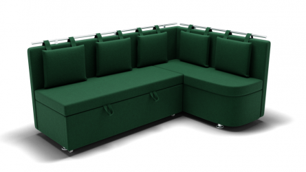 Кухонный диван Париж-1 угол левый/правый (ЗР) Цвет фасада: Зеленый; Тип: Левый/правый; Материал фасада: Металл/Велюр