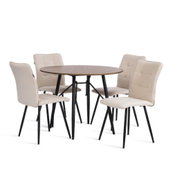 Стул обеденный Bari флок , 46х55х89, молочный/черный, 4