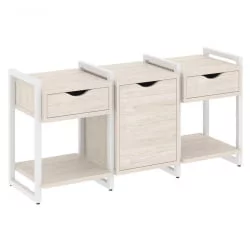 Тумба на регулируемых опорах наборная. Вариант №6 LOFT VR.L-TN-6.O Металл белый Денвер светлый