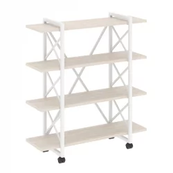 Стеллаж на колесных опорах - 4 полки LOFT  VR.L-MST.K-4.8V Металл белый Денвер светлый